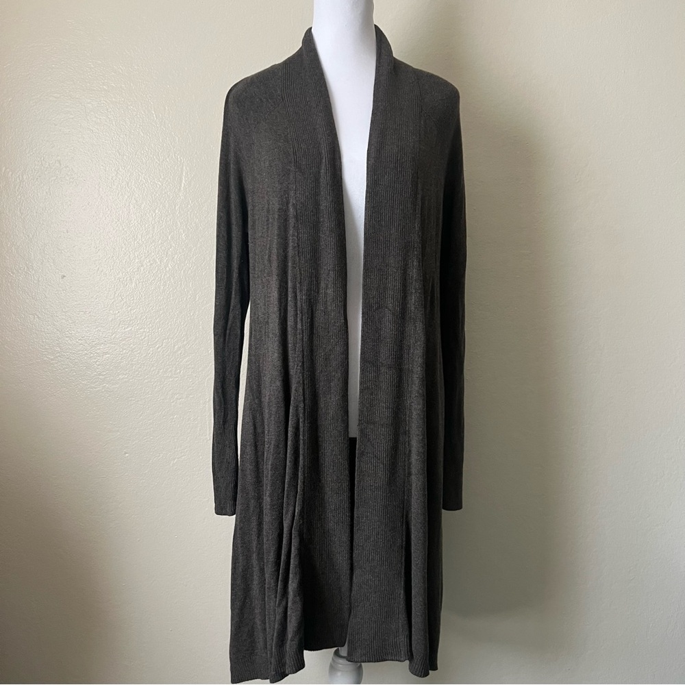 Eileen Fisher Charcoal Sweater Open Front Long Cozy Cardigan SZ SMALL (B1)